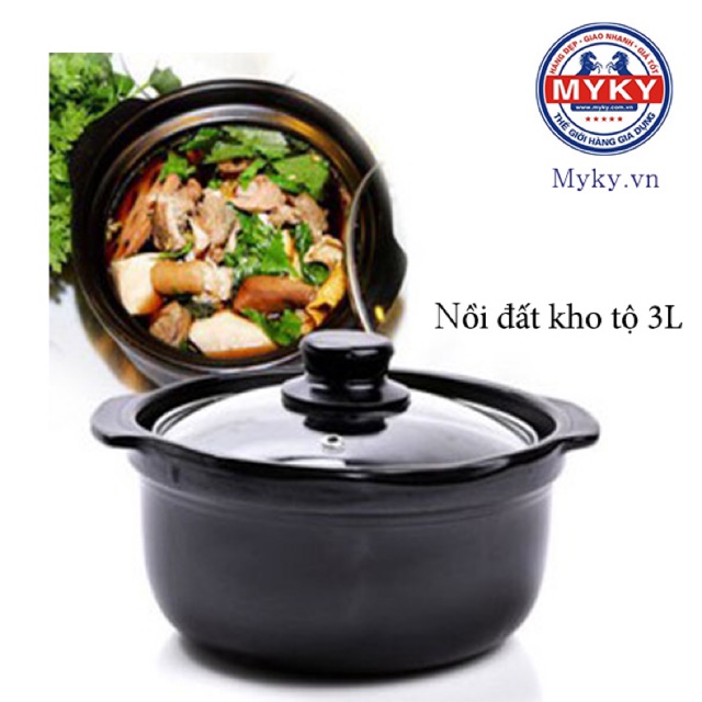 Nồi đất hầm thịt, gà thuốc bắc 4 lít (Đen)