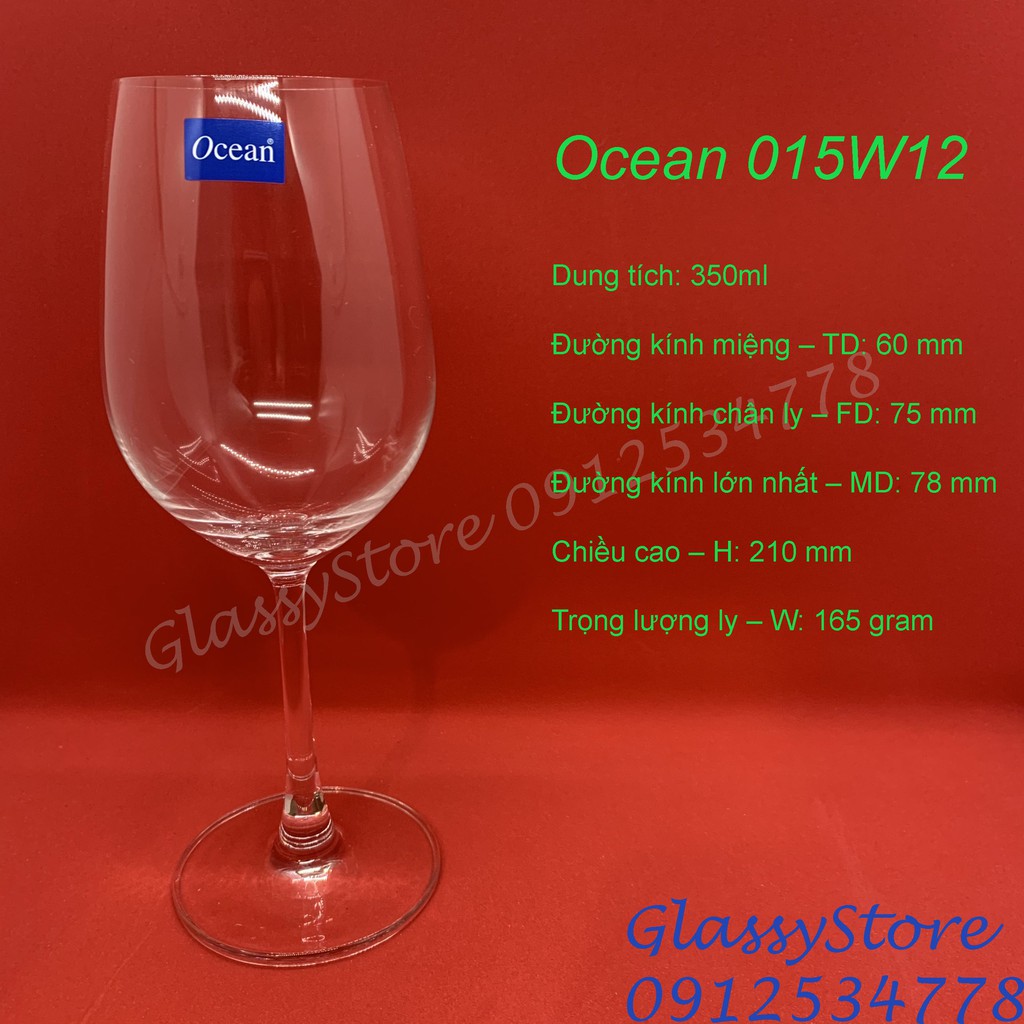 Ly (cốc) vang thủy tinh Ocean Madison White - 350ml - 1015W12 (Hàng nhập khẩu Thái Lan chính hãng) (1 cái)