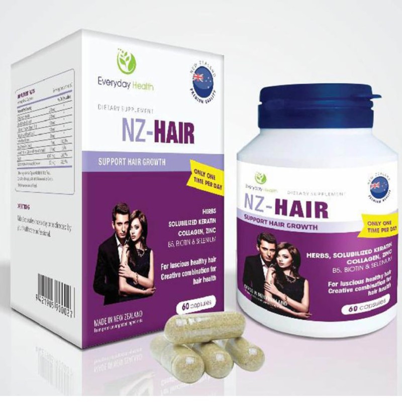 {Nhập Newzealand} NZ-HAIR – Giúp giảm rụng tóc, chậm bạc tóc, kích thích mọc tóc, giúp tóc chắc khỏe dày mượt (60 viên)