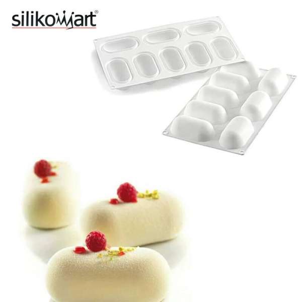 Ý Silikomart SN Silicone Bộ Tạo Khuôn Hình Dòng 8 THẬM CHÍ Gối Hình Bầu Dục Bánh Mousse Bánh Nướng Bộ Tạo Khuôn Hình