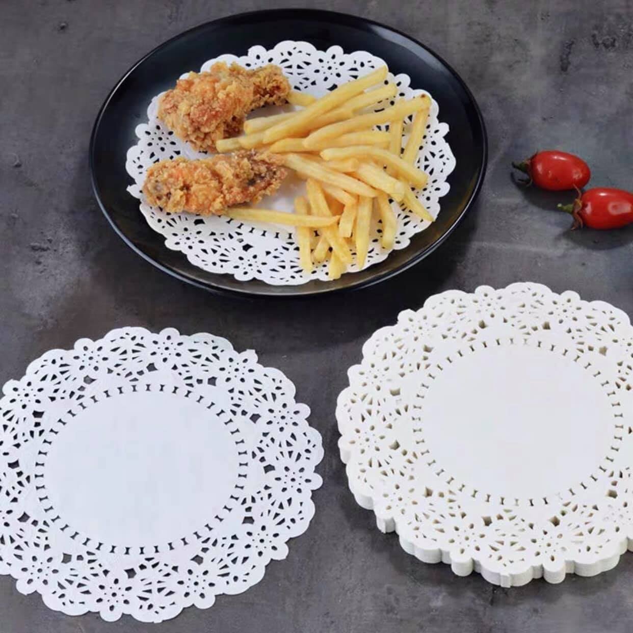 Tệp 140 tờ Giấy nến thấm dầu ăn thực phẩm chịu nhiệt , chống ẩm , chống thấm , hút dầu mỡ họa tiết hoa văn đục lỗ, giấy nến hoa văn, giấy thấm dầu