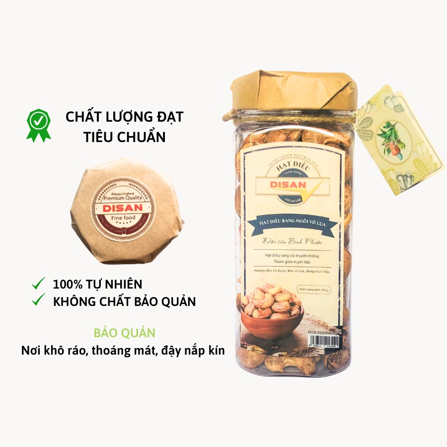 HẠT ĐIỀU RANG MUỐI VỎ LỤA  Chính gốc Bình Phước 250gr