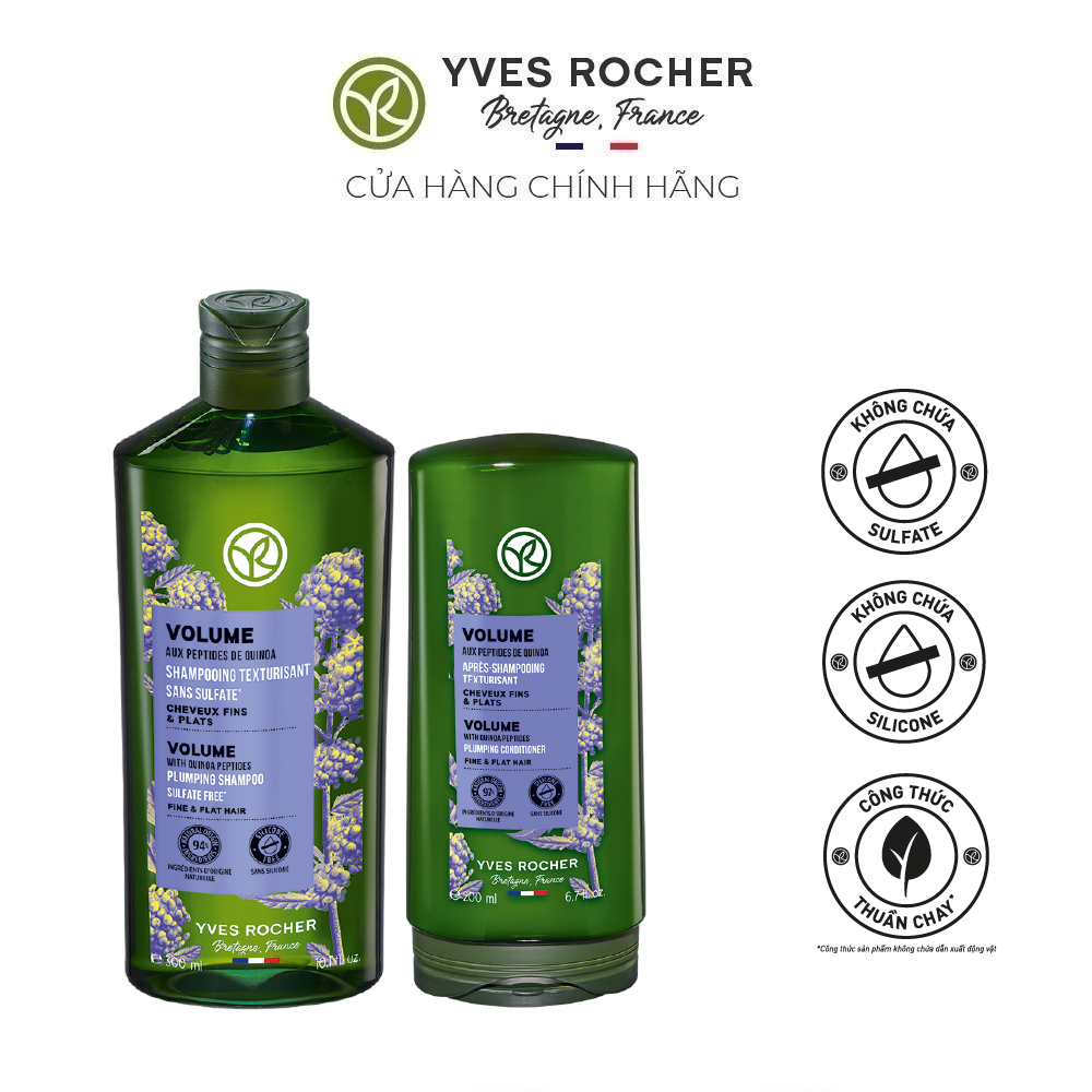 Combo Làm Phồng Tóc Yves Rocher Volume Plumping Shampoo Sulfate Free Bottle 500ml