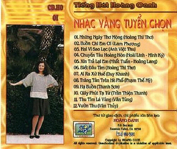 bộ 6 đĩa Cd nhạc tiếng hát Hoàng Oanh 1