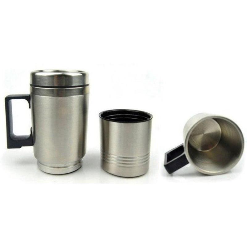 Cốc Đun Nước Trên Xe Ô Tô - Lòng Inox Không Rỉ - Dùng Điện 12V