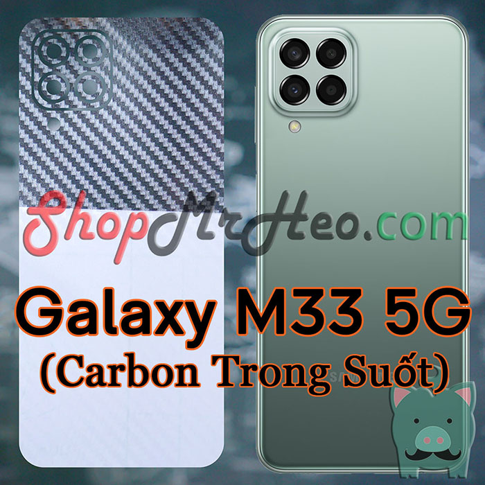 Skin Dán Mặt Sau Lưng Samsung Galaxy M33 5G (Carbon, Hình Hộp, Nhám, Vân Da, Nhôm Xước)