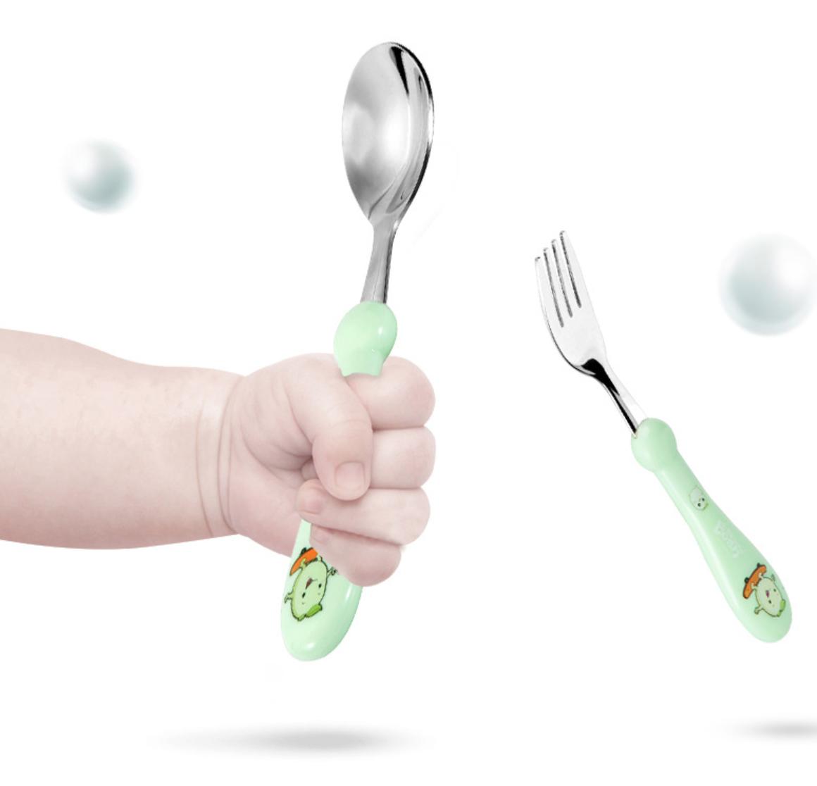 Bộ thìa nĩa inox cho bé Little Bean