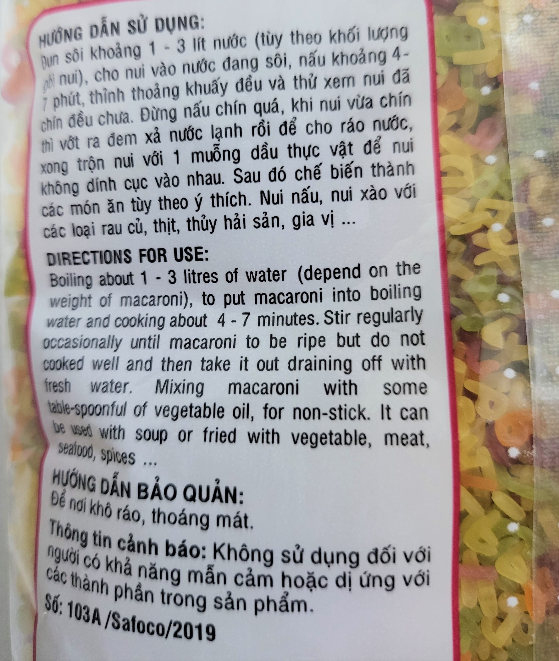 [gói 200g – CHỮ] NUI RAU CỦ NHIỀU MÀU [VN] SAFOCO Alphabet Vegetable Macaroni