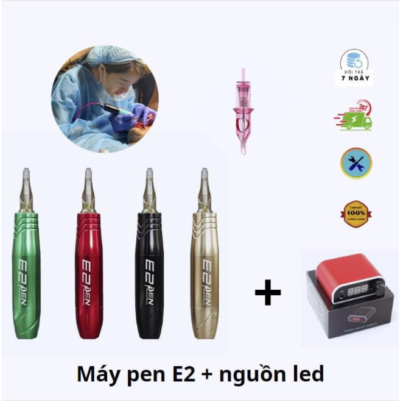 Máy phun xăm PEN E2 + Nguồn LED