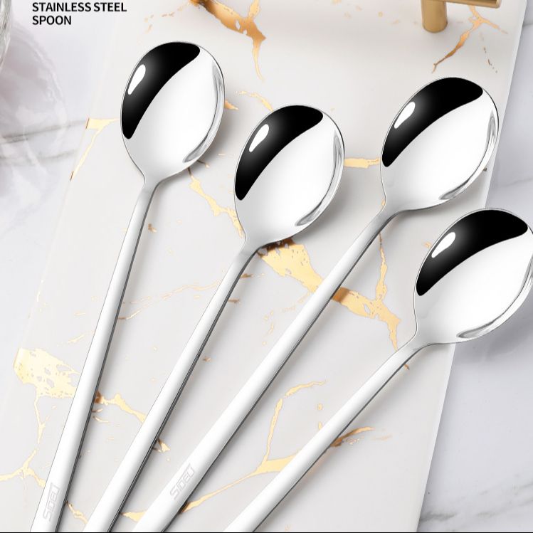[HCM]SÉT 4 Chiếc Thìa Hàn INOX 304- (Muỗng ) Cán Dài  ĐẸP LỘNG LẪY ( CÓ 3 SIZE)