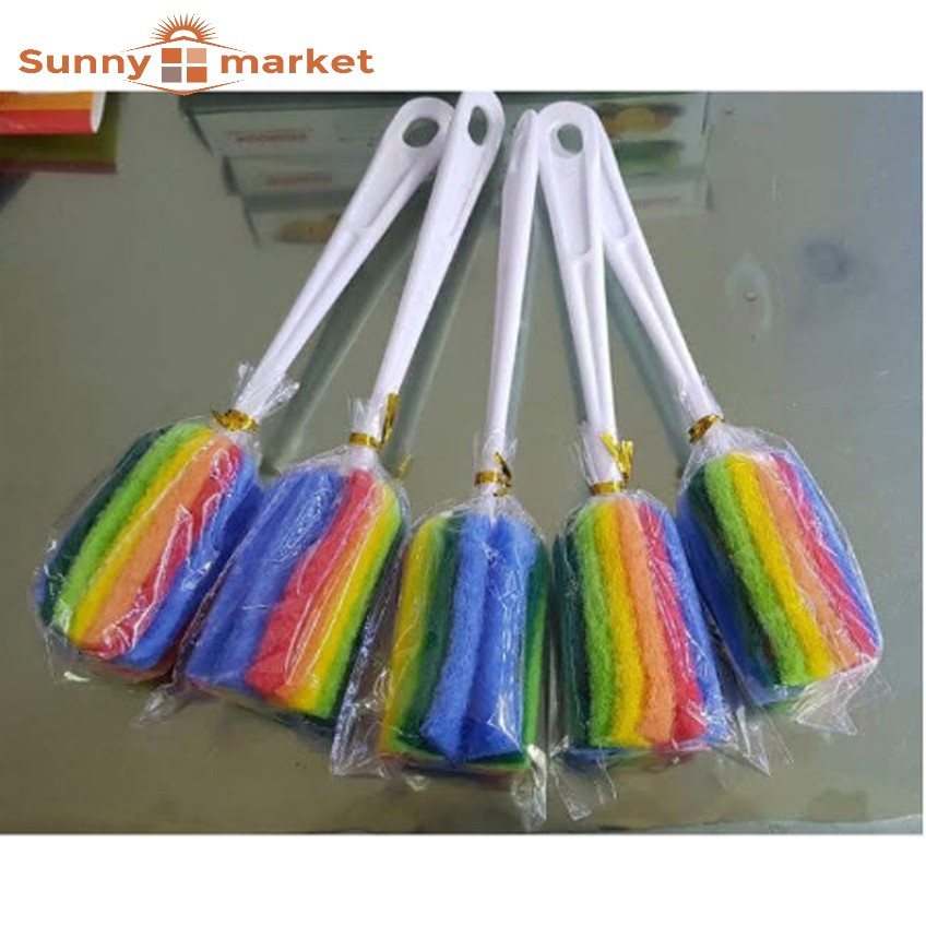 Combo 2 dụng cụ cọ rửa ly cốc chén 7 màu Cây rửa bình sữa 7 màu