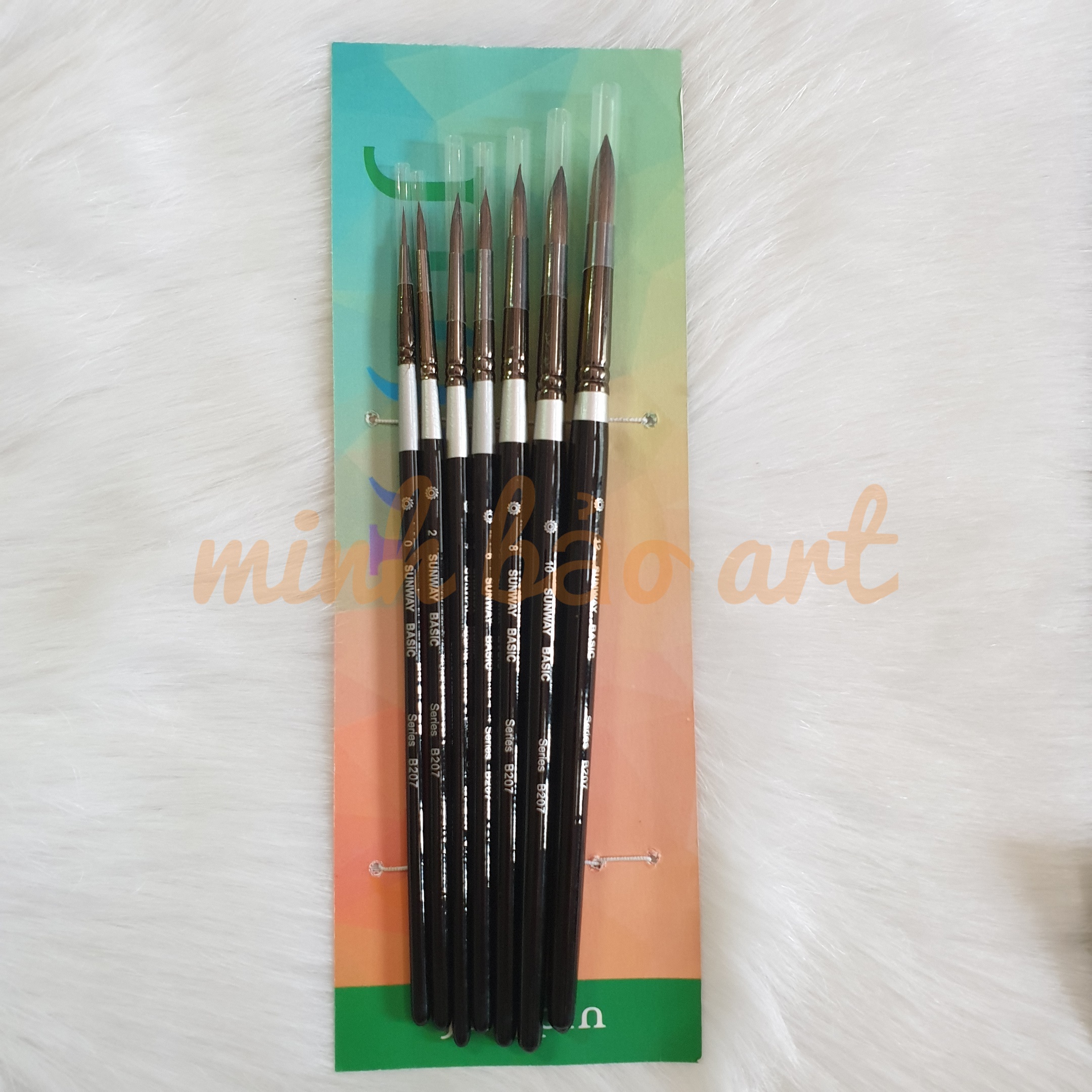 BỘ CỌ LÔNG SÓC CÁN ĐEN SUNWAY B207, CÁN TRẮNG B008