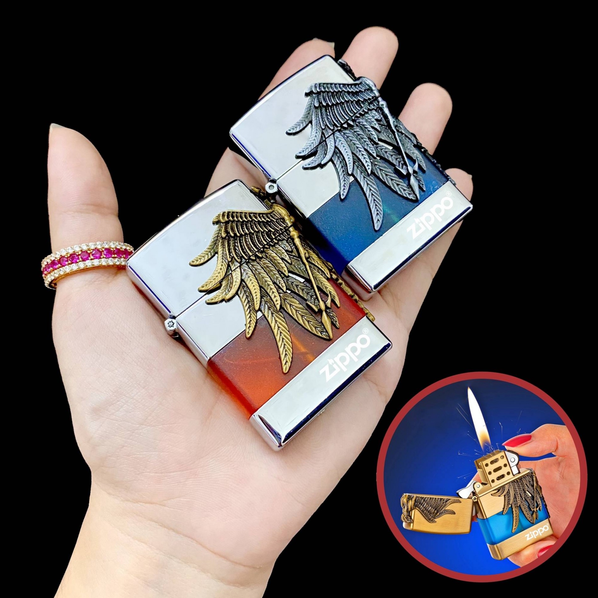 BẬT LỬA ZIPPO GAS LỘ THIÊN HÌNH THIÊN THẦN RỪNG AMAZON