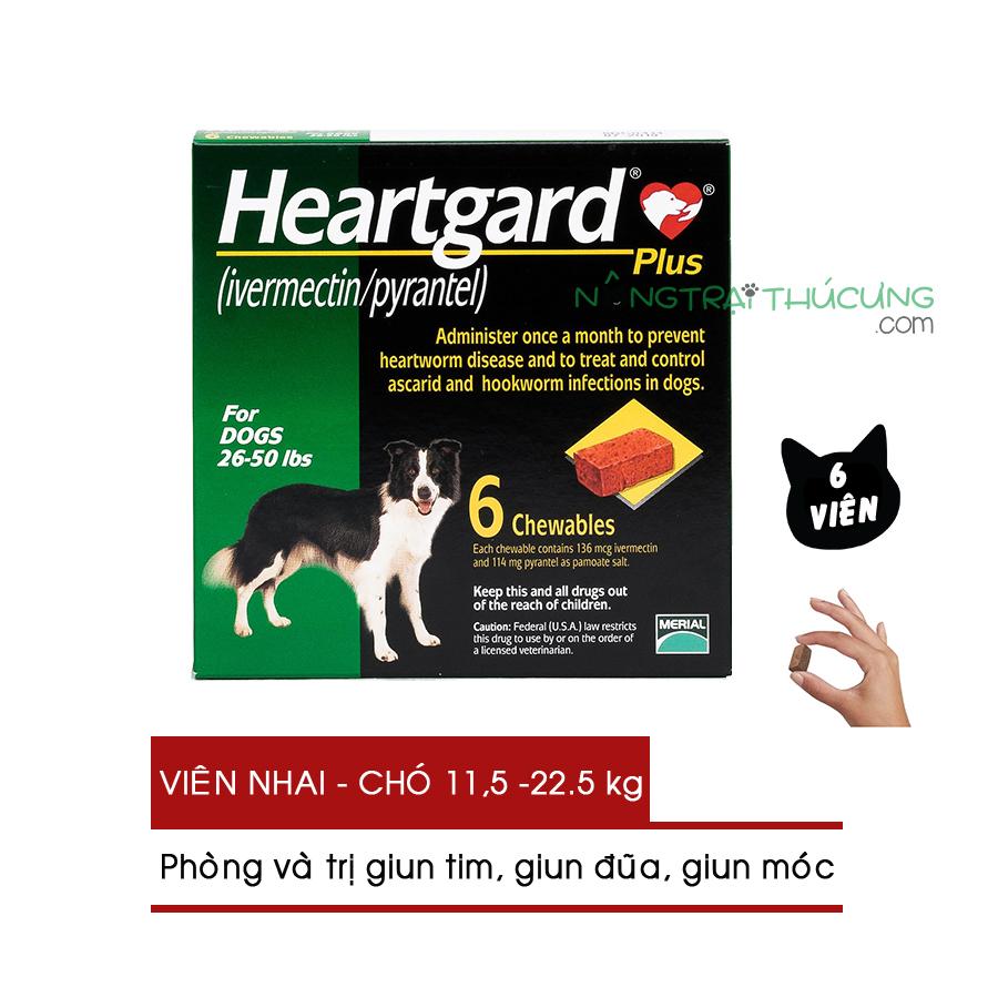 Viên nhai heartgard plus phòng và trị giun tim giun đũa giun móc trên chó - nông trại thú cưng