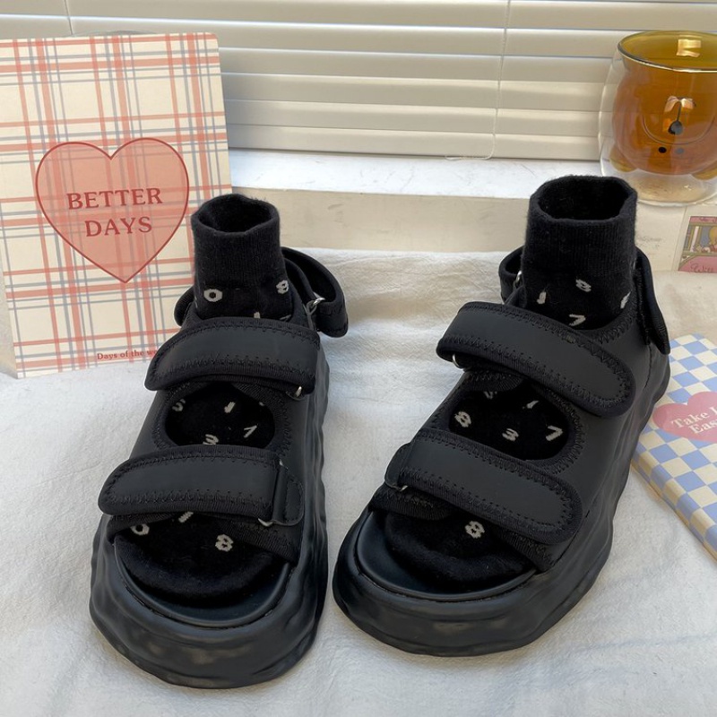 Sandal Đế Xuồng 3-5cm Quai Dán Trẻ Trung Cá Tính