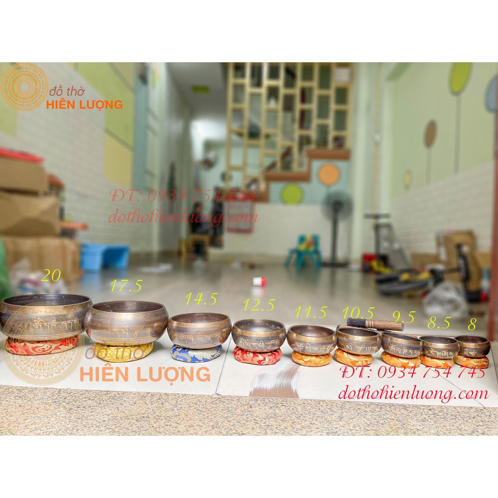 Chuông quay nepal tây tạng đủ các cỡ bằng đồng: 8-8.5-9.5-10.5-11.5-12.5-14.5-17.5-20cm