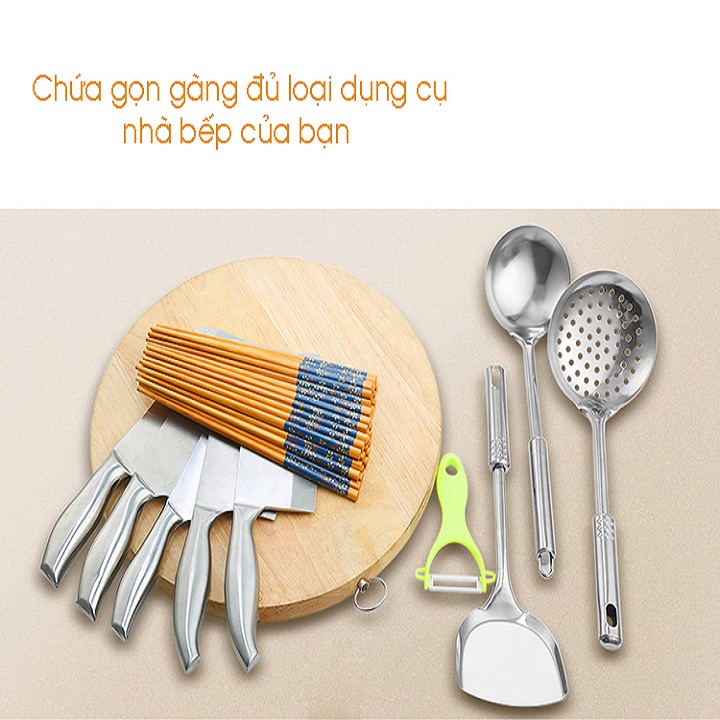 Kệ để dao đũa thớt full inox 35x18x27cm