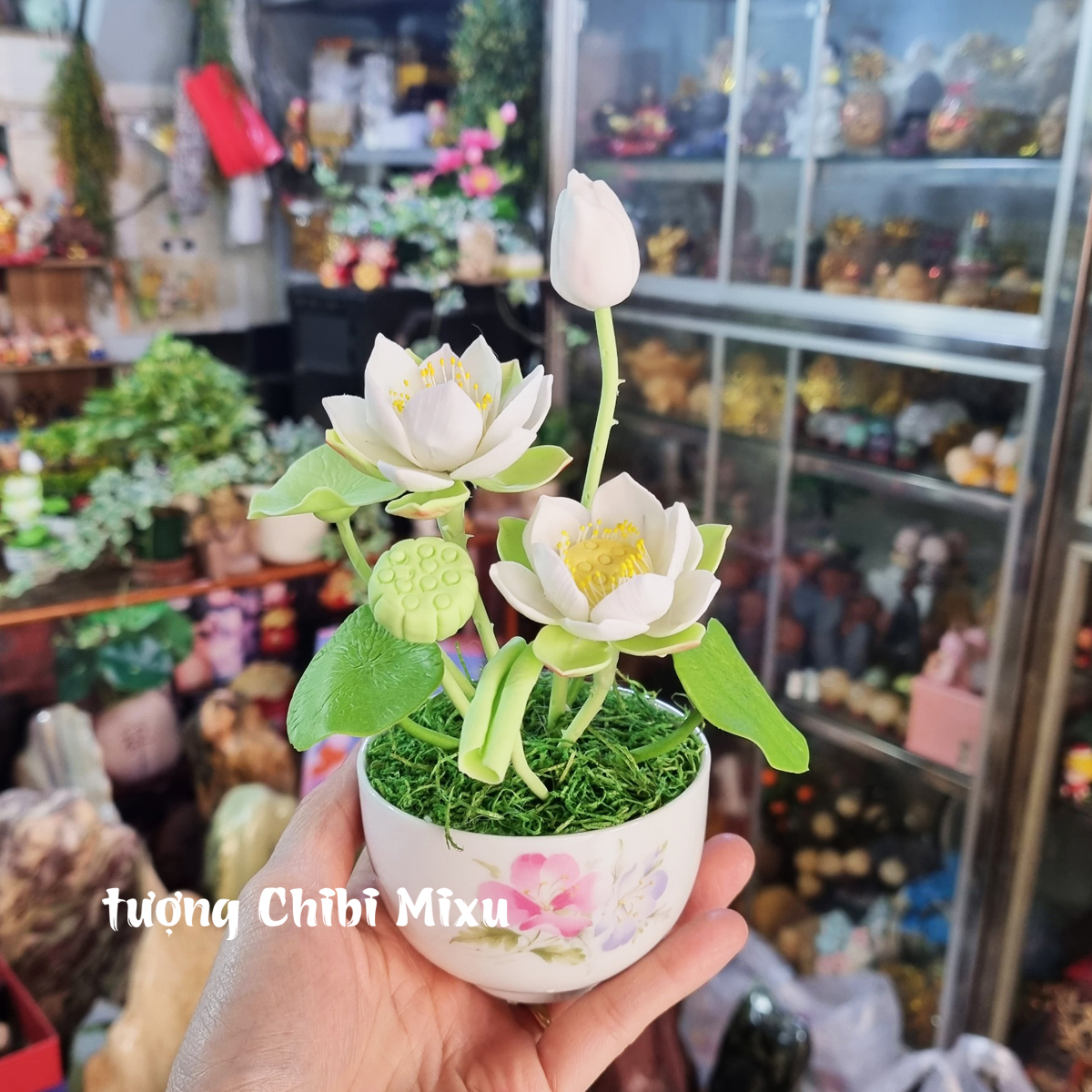 Chậu hoa sen bằng đất sét Nhật 20cm