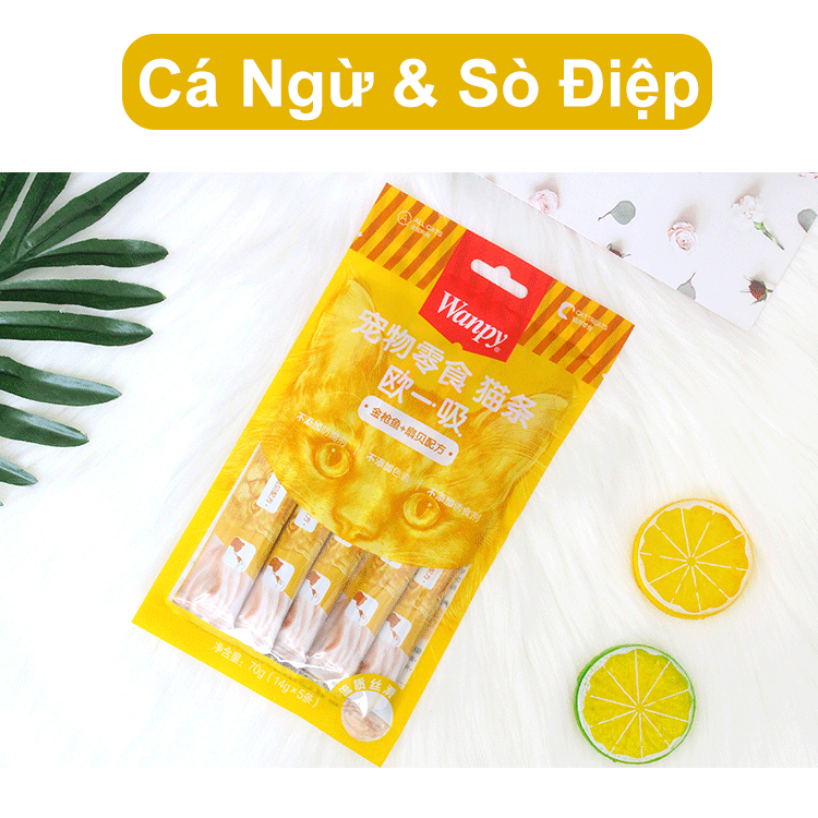 Súp Dinh Dưỡng Wanpy Cho Mèo Gói 5 Thanh x 14g