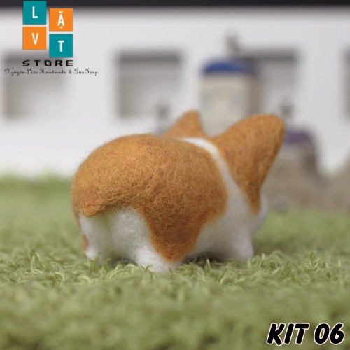 [HCM][Có hướng dẫn] KIT LEN CHỌC - NEEDLE FELTING Shiba Béo (làm được móc chìa khóa)
