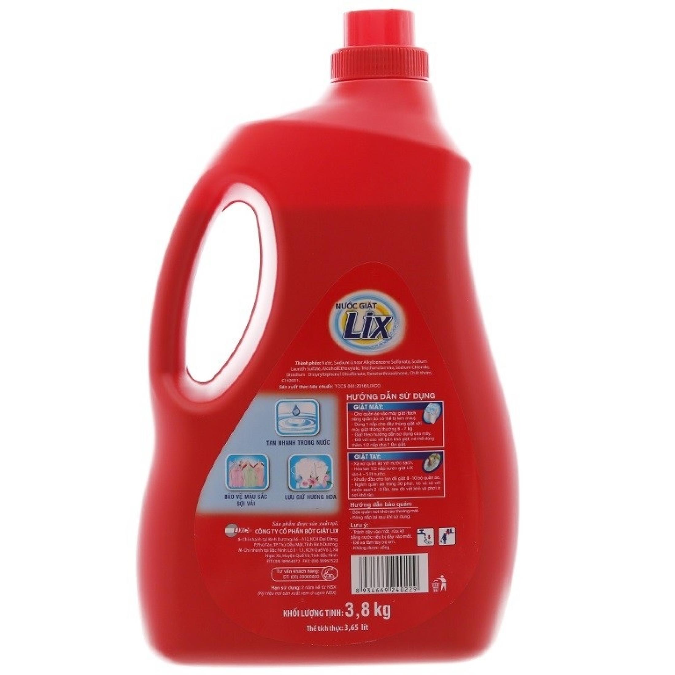 Nước Giặt Lix Đậm Đặc Gấp 2 Lần 3.6kg