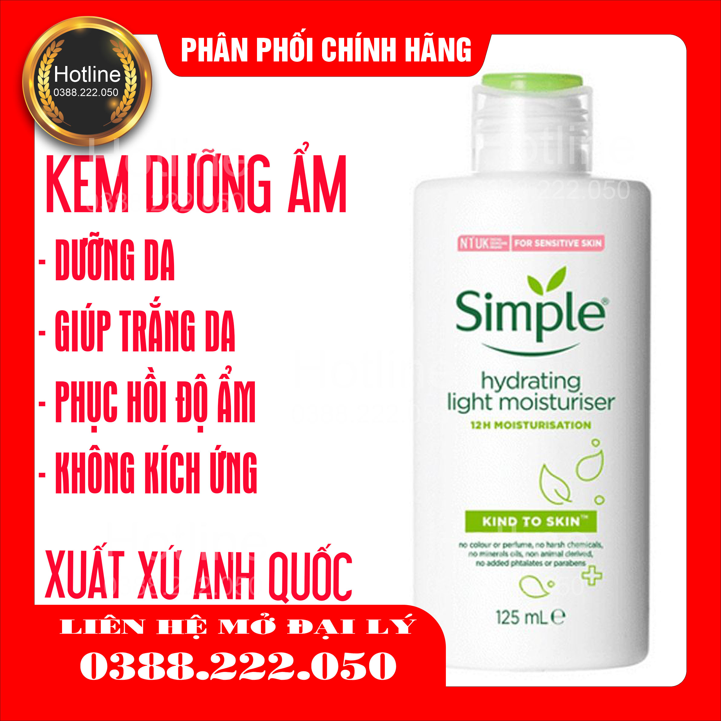 Kem dưỡng ẩm  Simple Hydrating Light Moisturise