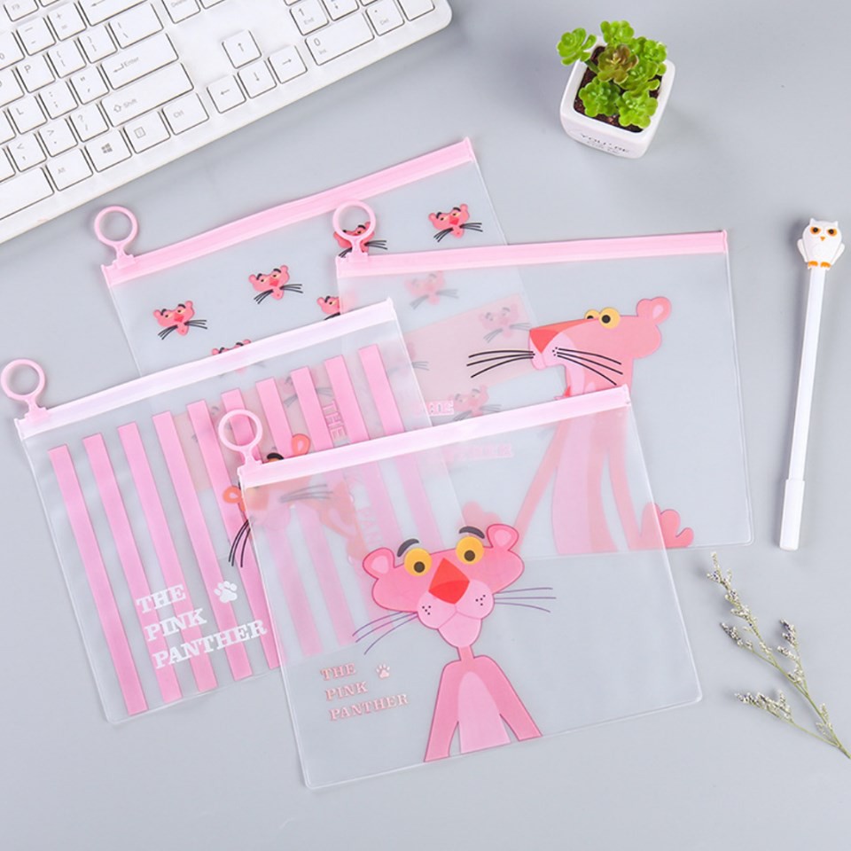 [HCM]Combo 4 Túi Đựng Bút Viết Zip The Pink Panther - Mẫu Khác Nhau