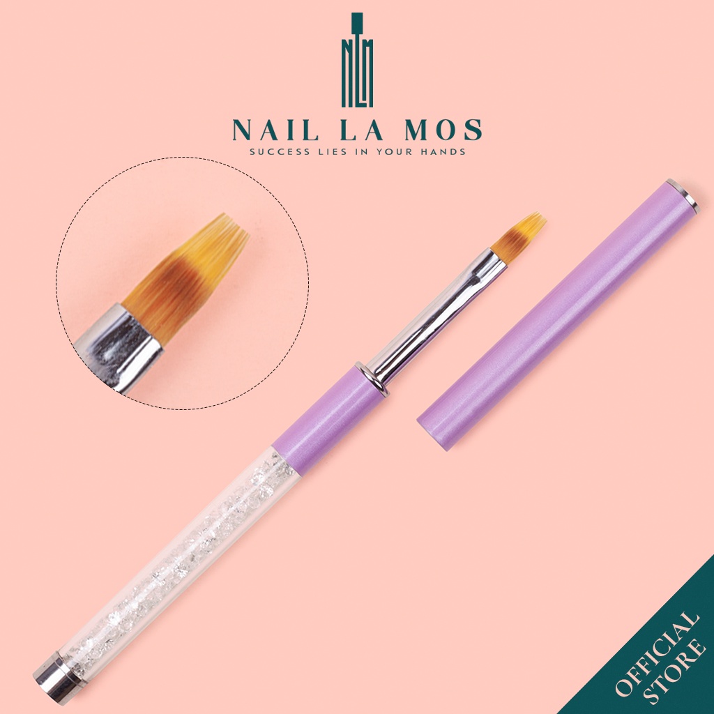 Cọ ombre cán đá sang chảnh - Cọ ombre đầu dẹt lông thưa chuyên dụng cho dân làm móng