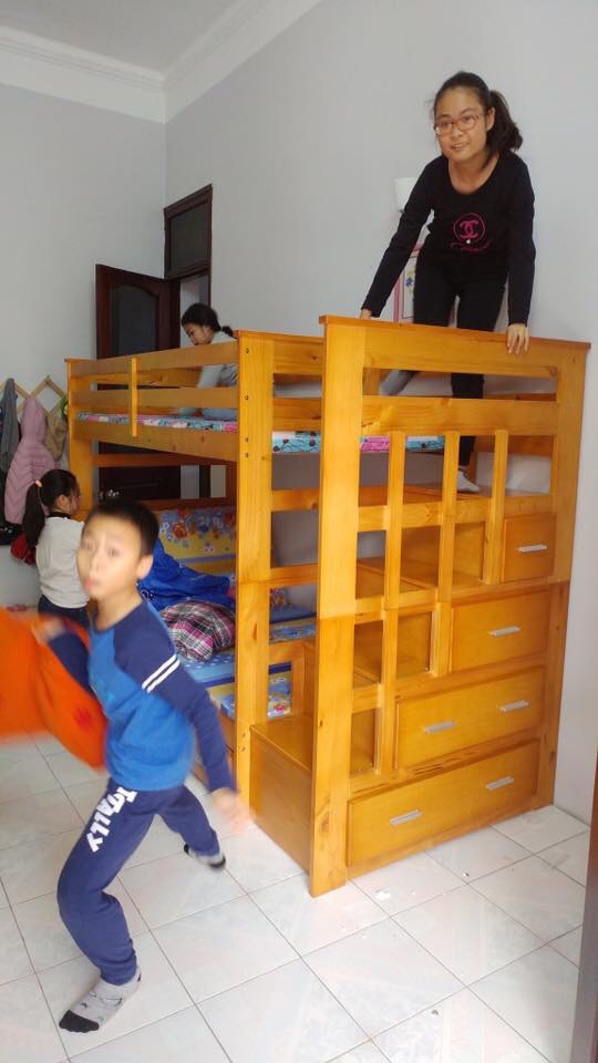 Giường 3 Tầng Ali Gỗ Tự Nhiên