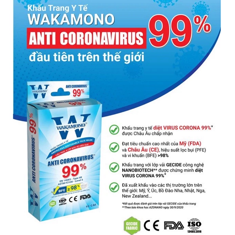 KHẨU TRANG WAKAMONO TRẺ EM (4 LỚP, HỘP 10 CÁI) - AZZIN STORE