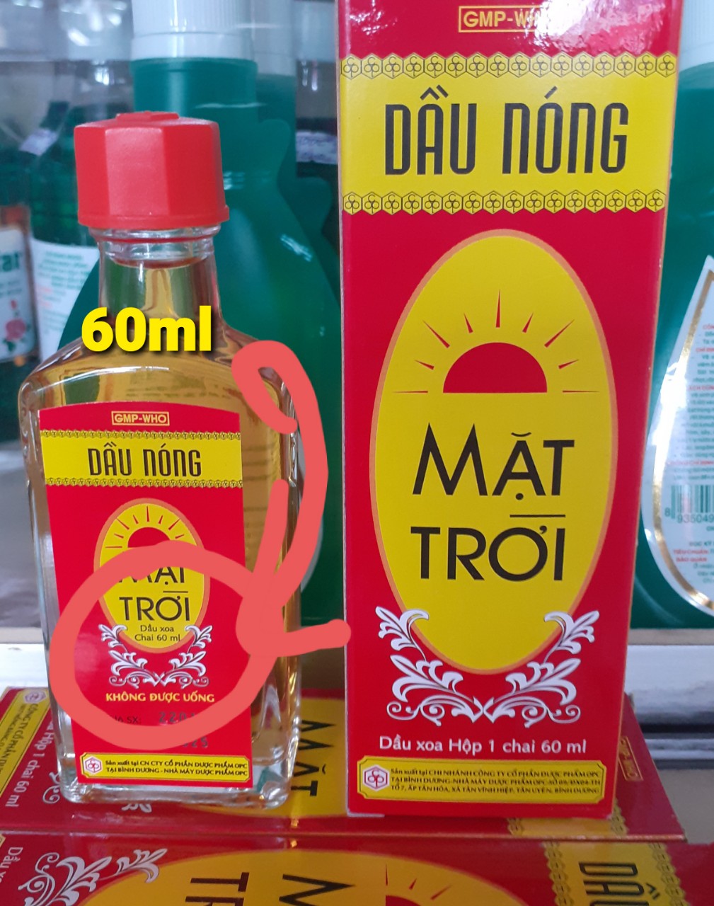 DẦU NÓNG MẶT TRỜI 1 CHAI 60mi