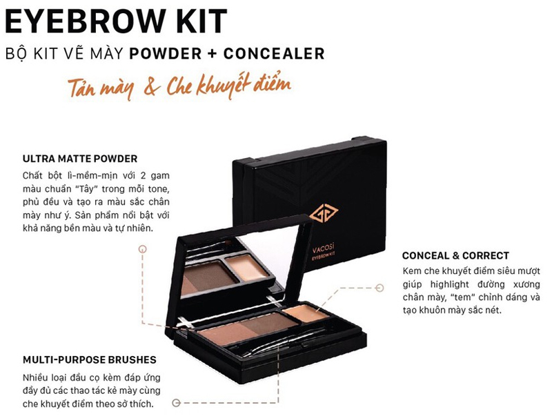 [HCM]Bột vẽ chân mày Vacosi Eyebrow Kit