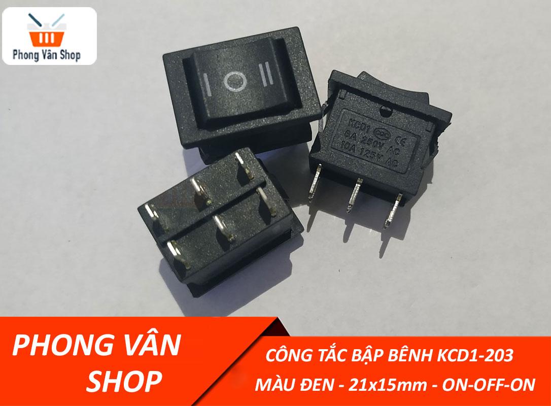 5 Công tắc bập bênh KCD1-203-21x15mm-đảo chiều-6 chân-ON-OFF-ON