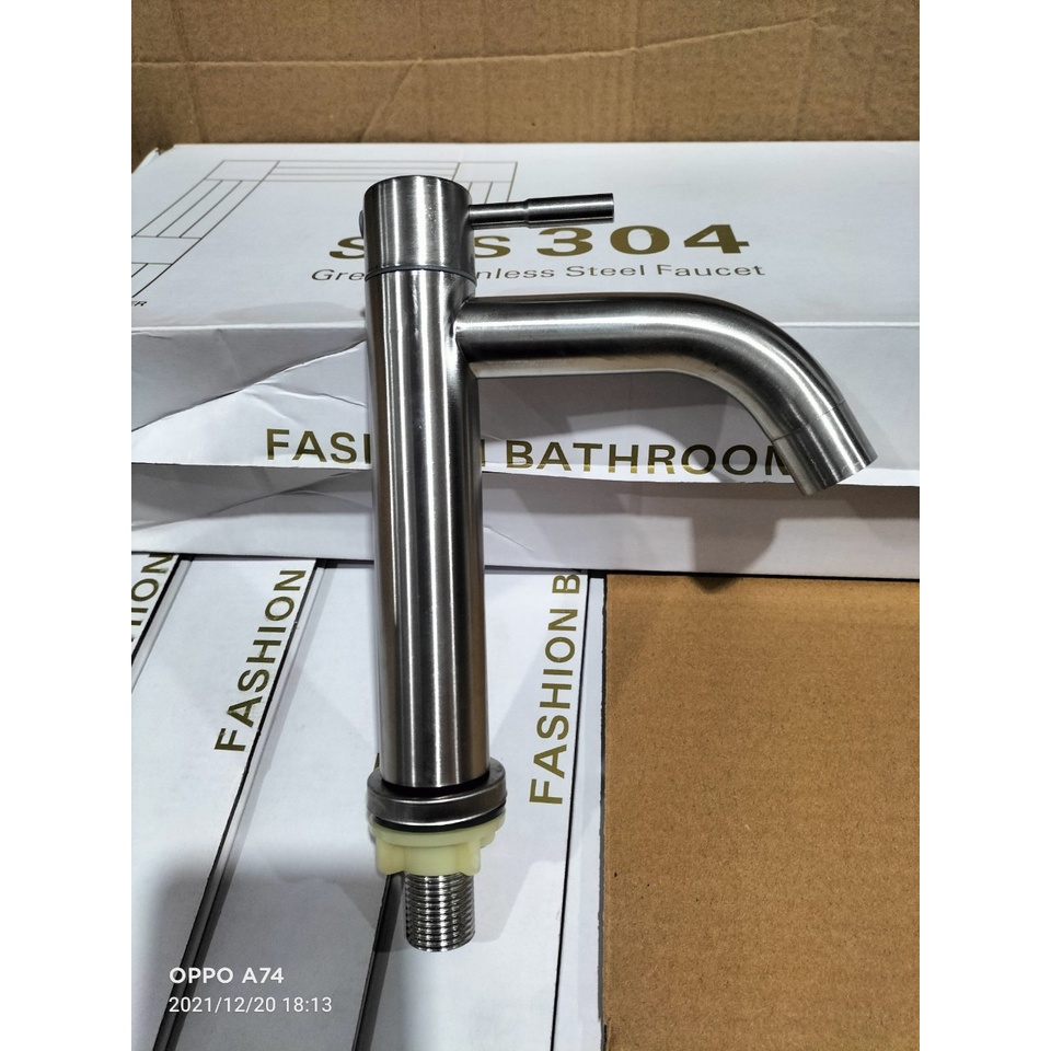 Vòi lavabo vòi rửa mặt inox 304 mỏ cong - la điếu 20cm mỏ cong
