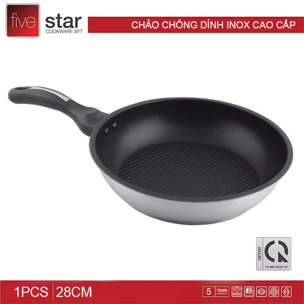 Chảo chống dính 3 đáy 28cm Fivestar dùng bếp từ