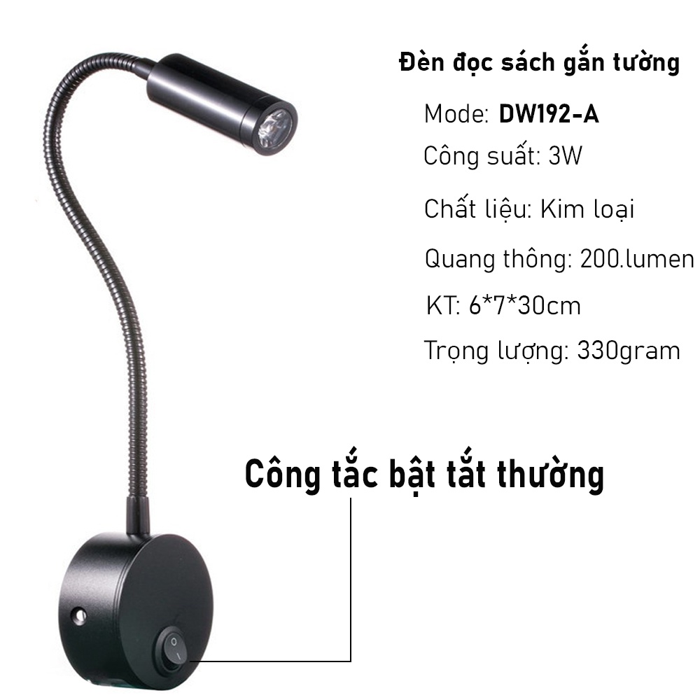 Đèn đọc sách gắn tường có công tấc