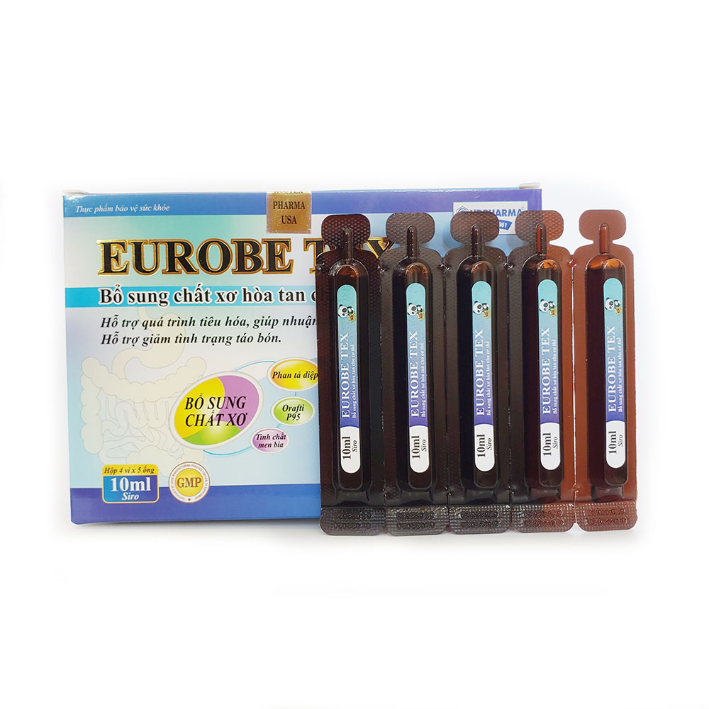 [HCM]Siro EUROBE TEX Bổ sung chất xơ hòa tan hỗ trợ tiêu hóa giúp nhuận tràng giảm tình trạng táo bón - Hộp 20 ống x10ml