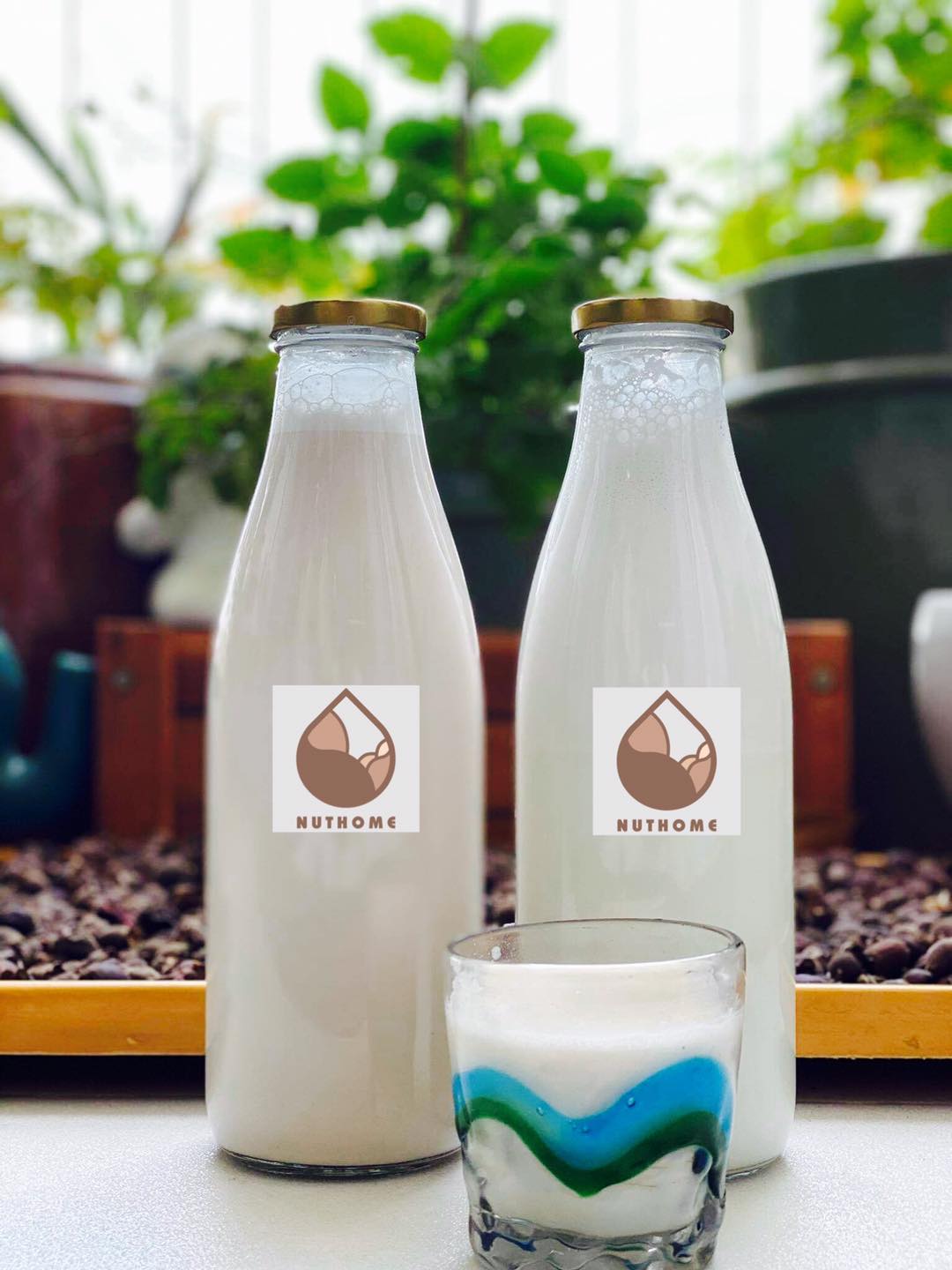 Chai Thủy Tinh Nắp Thiếc Đựng Sữa Hạt 1000ml. 1 lít