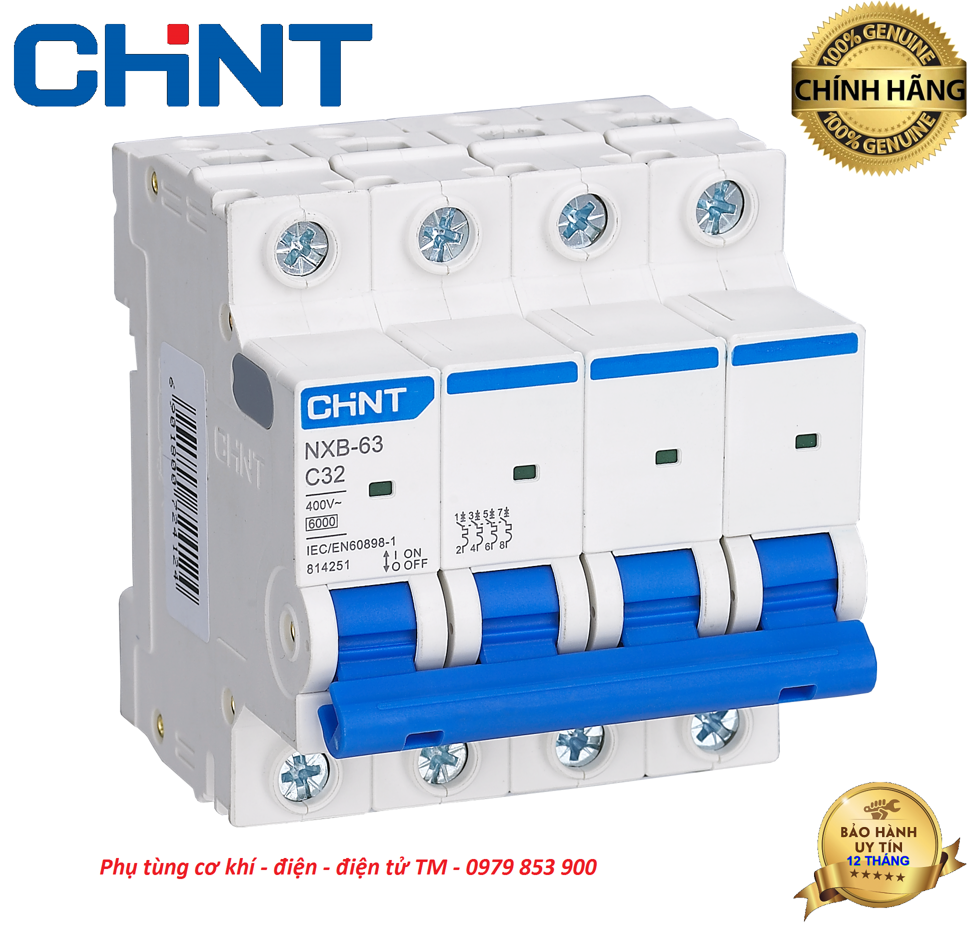 (Chính Hãng)CB 4 pha/4pole- CHINT MCB NXB63-4P 6A đến 63A