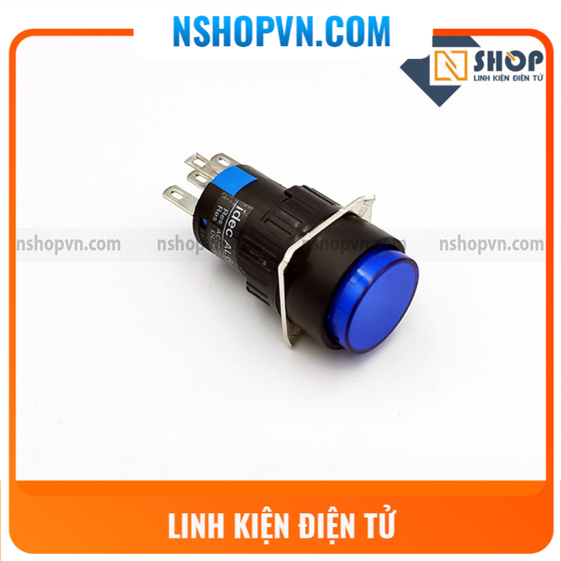 Nút nhấn có đèn AL6-M 12V màu xanh dương