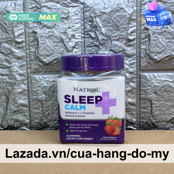 Kẹo dẻo Natrol Sleep + Calm Gummies Melatonin + L-Theanine , Botanical Blend 60 viên vị dâu tây - Natrol Sleep Plus Calm hỗ trợ ngủ ngon, làm dịu tâm trí êm đềm cả đêm - Cửa Hàng Đồ Mỹ