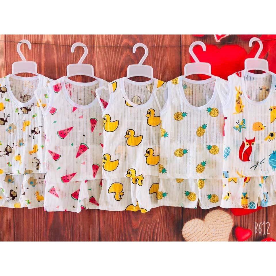 combo 5 bộ cotton giấy ba lỗ cho bé 3-15kg