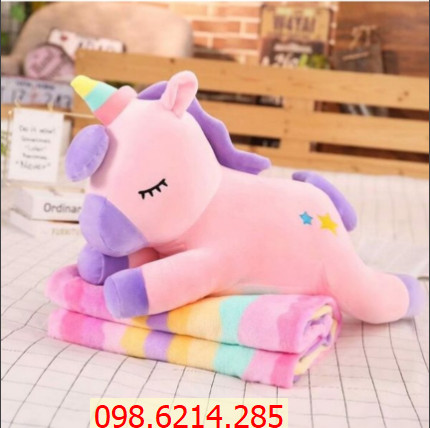 Gối Mền 3 Trong 1 Gấu Bông Kỳ Lân Dài 60cm, Gấu Bông Pony Nhập Khẩu, Hình Như Nào Mẫu Như vậy
