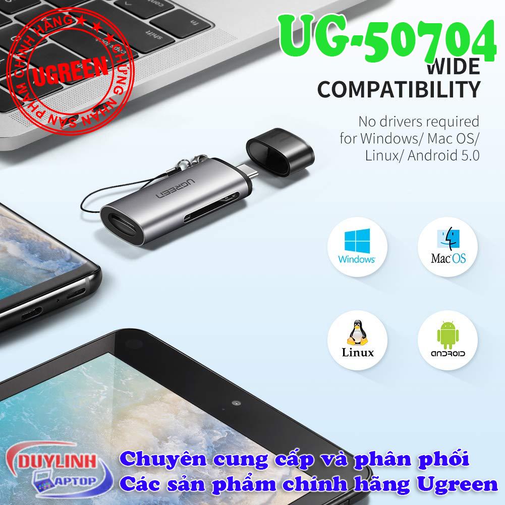 Đầu đọc thẻ nhớ SD/TF  USB Type - C Ugreen 50704