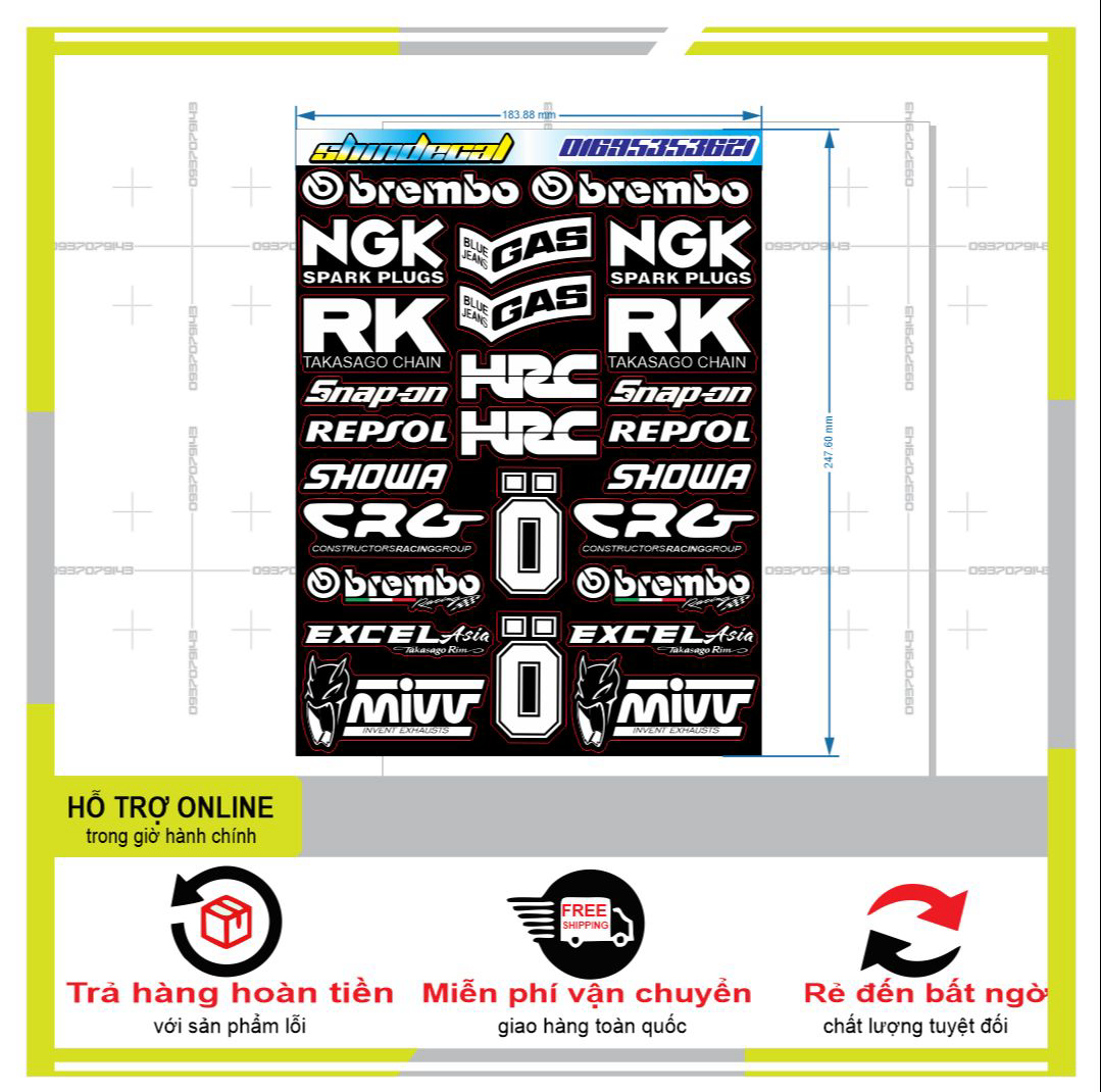 26 LOGO STICKER TRẮNG ĐEN 06  { PHỤNG DECAL }