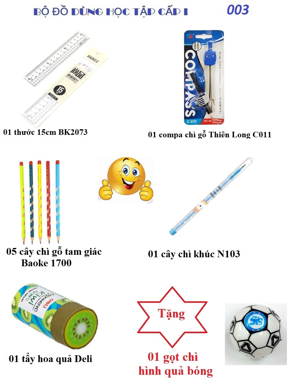Bộ đồ dùng học tập về Chì Cấp I - 003 (6 món)