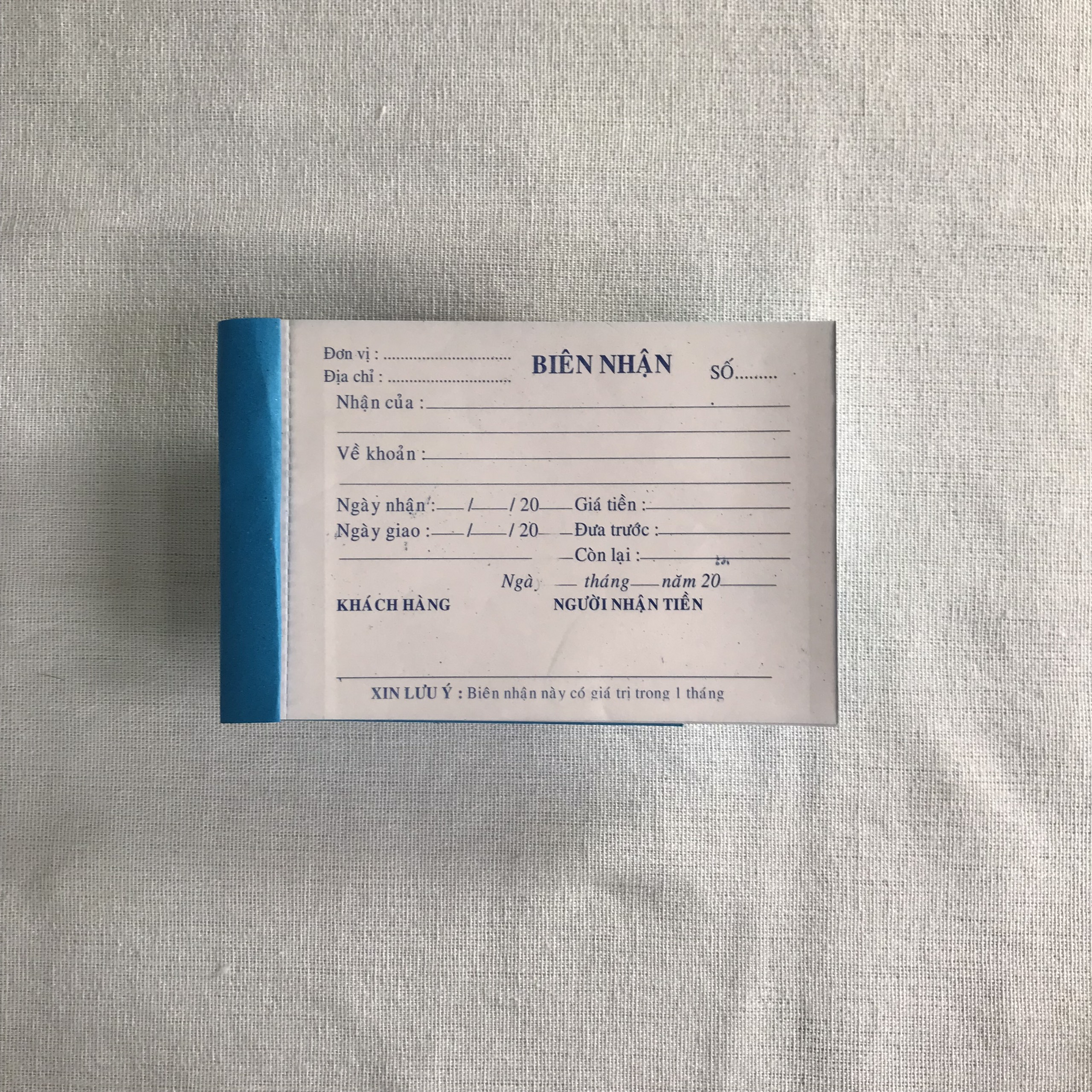 BIÊN NHẬN 2 LIÊN 30 BỘ