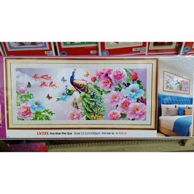 tranh đính đá HOA KHAI PHÚ QUÝ _111×50cm