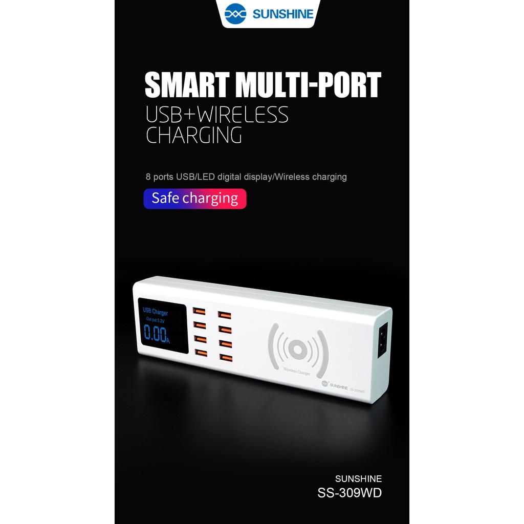 Sạc không dây + hỗ trợ 8 cổng SS-309WD