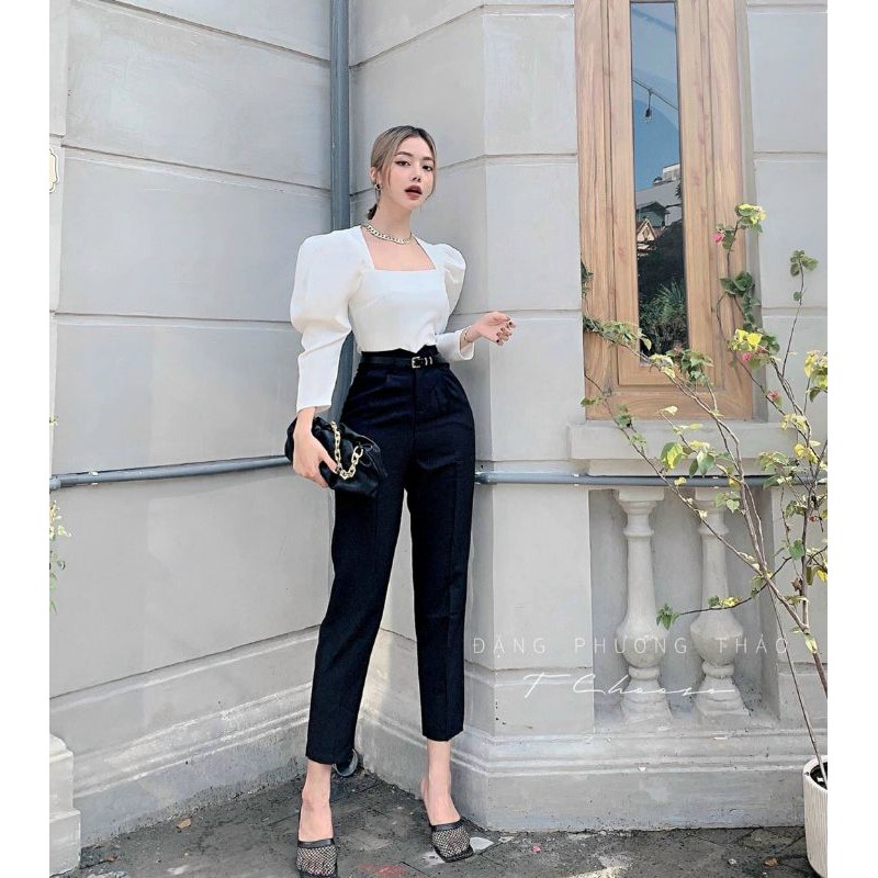 Quần baggy nữ cạp v quần tây nữ lưng cao không kèm đai(mã 615)